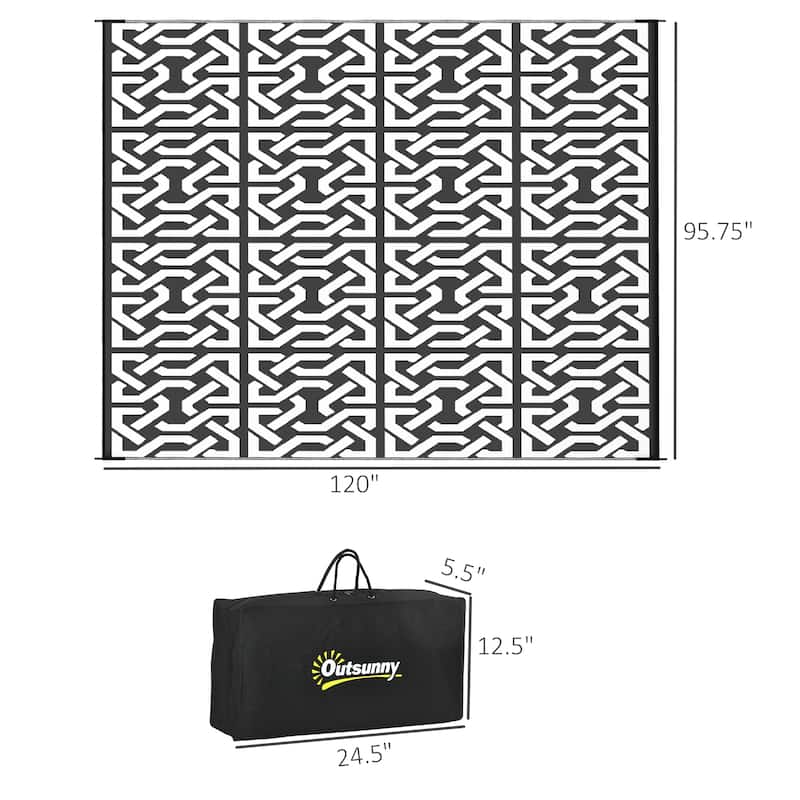 Outsunny Reversible Outdoor Rug, 8' x 10' Waterproof Plastic Straw Floor Mat, Portable RV Camping Carpet - 8' x 10'