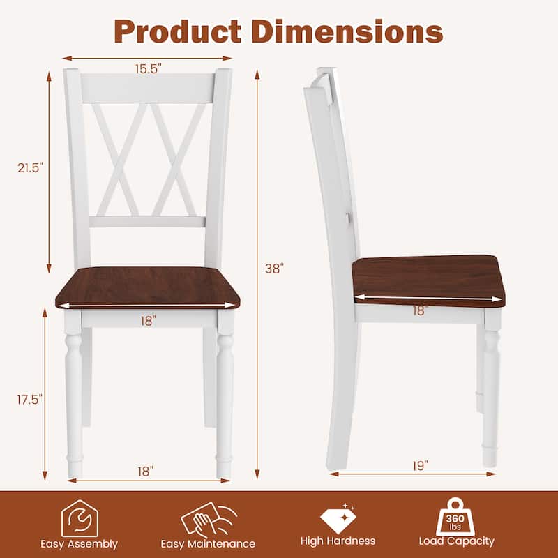 Gymax Dining Chairs Set of 2 Wood Farmhouse Dining Room Side Chairs