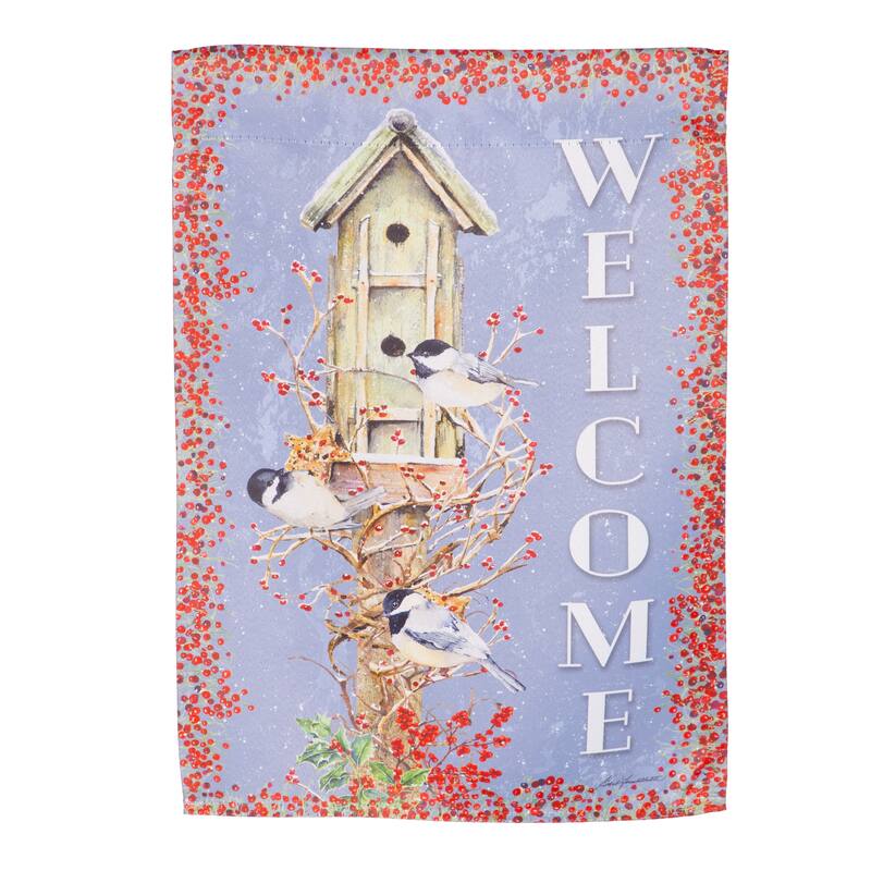 12.5 in. x 18 in. Chickadee Dee Dee's Suede Garden Flag