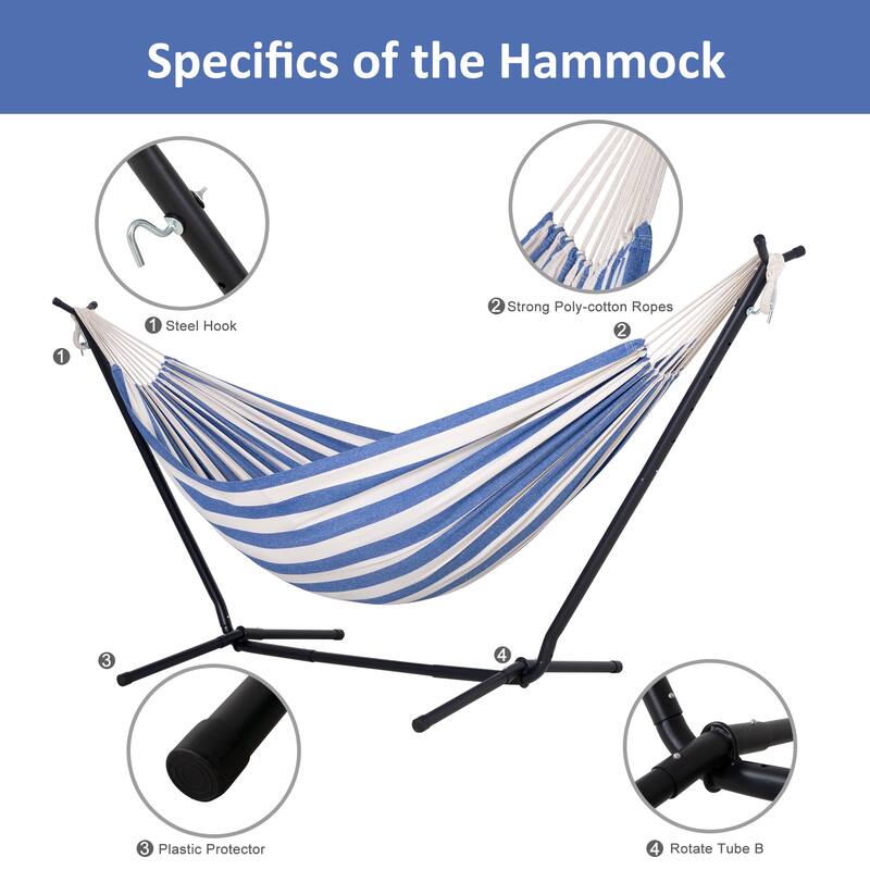10.7 ft. 2-Person Brazilian-Style hammock with Stand - Convertible