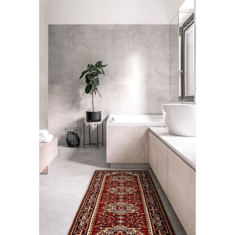 ECARPETGALLERY Hand-knotted Serapi Heritage Red Wool Rug - 2'7 x 29'8