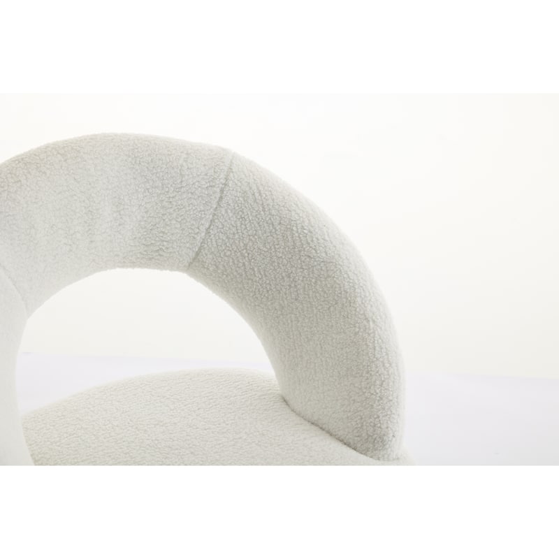 Set of 1 Teddy Fabric Dining Chairs With Curved Backrest and Golden Metal Legs for Kitchen or Dining Room