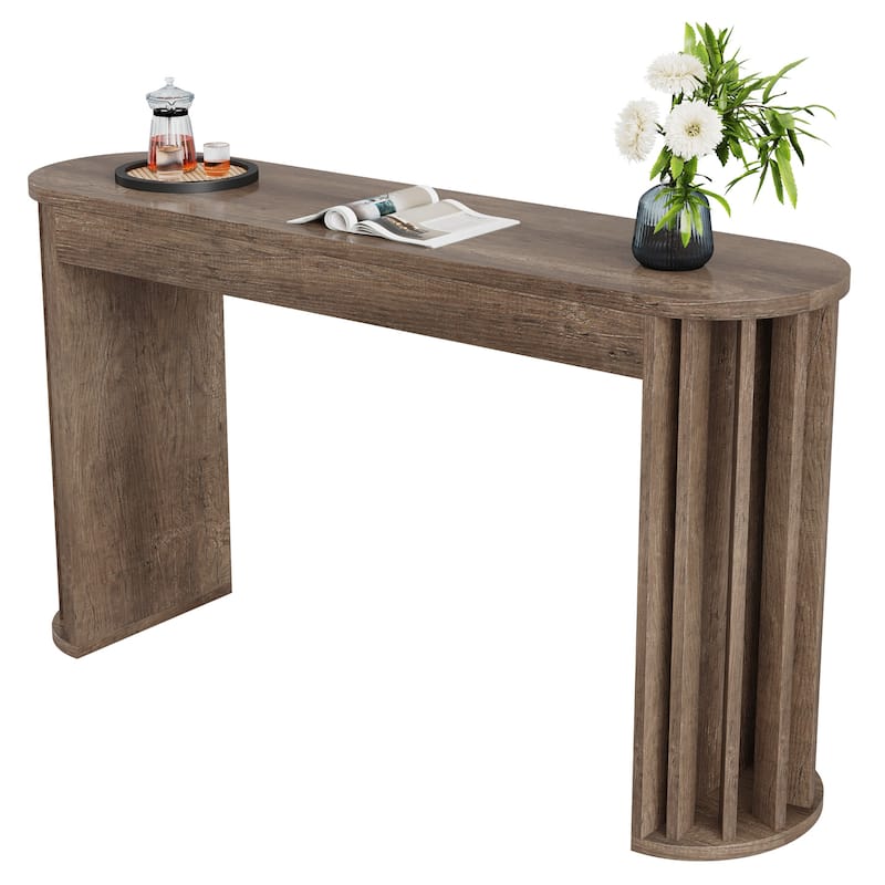 59 Inches Bar Table, Farmhouse Counter Height Table with Geometric Frame
