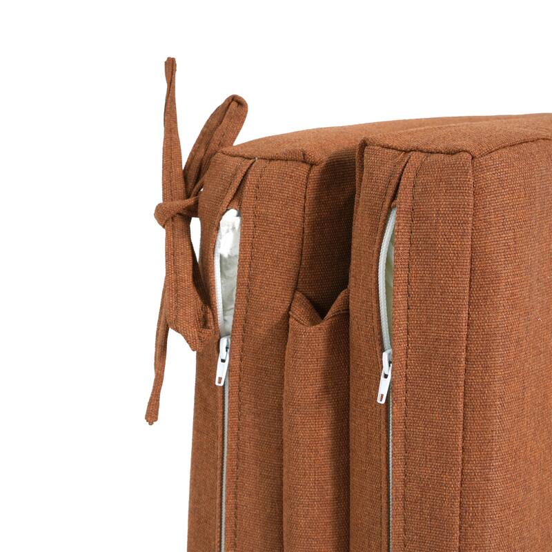 Anmytek Water Resistant Outdoor Chaise Lounge Cushion Terracotta Two Section with Tie Fasteners for Patio Poolside Garden