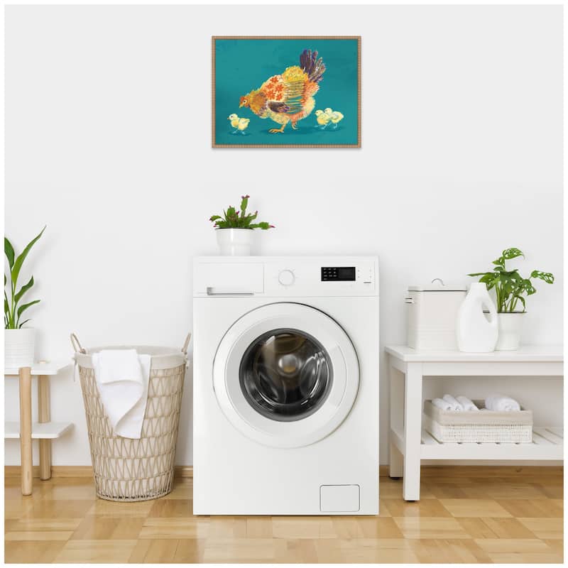 Kate and Laurel Mother Hen by Lucia Gianello Framed Canvas Wall Art Print