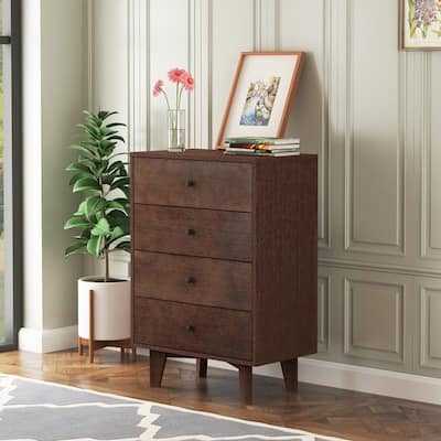 Retro Solid Wood and MDF Chest with 4 Drawers