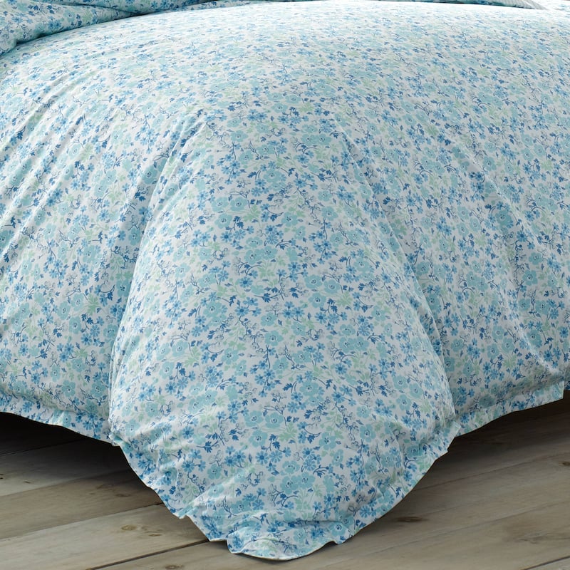 Laura Ashley Jaynie Blue Cotton Duvet Cover Set