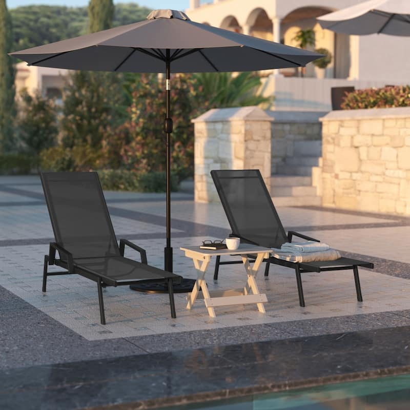 All-Weather Textilene Adjustable Chaise Lounge Chair with Arms