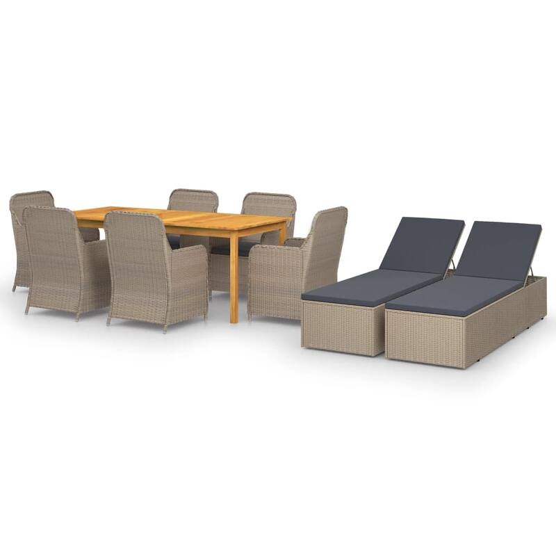 vidaXL Patio Dining Set 9 Piece Garden Outdoor Seat Furniture Multi Colors - 78.7" x 35.4" x 29.1"