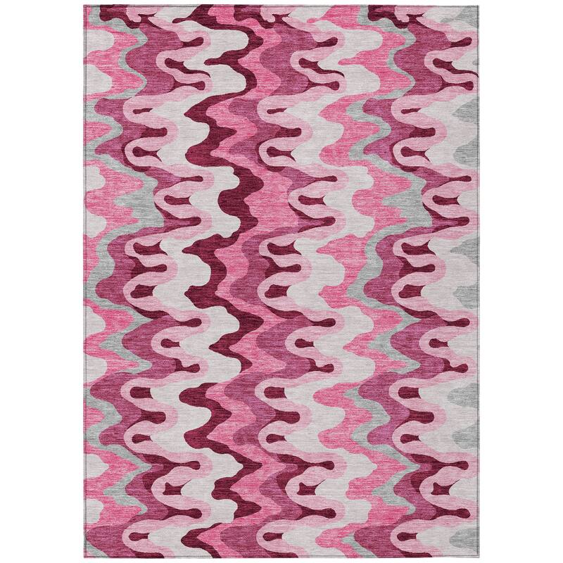 Machine Washable Indoor/ Outdoor Chantille Abstract Ripples Rug