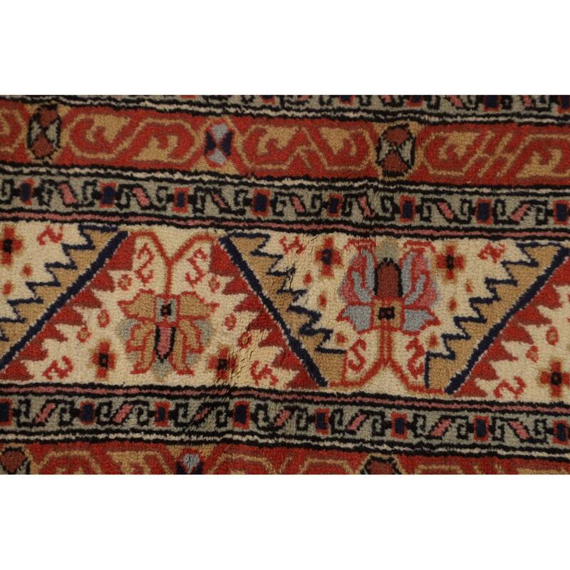 Geometric Anatolian Oriental Vintage Area Rug Hand-Knotted Wool Carpet - 6'9" X 10'0"
