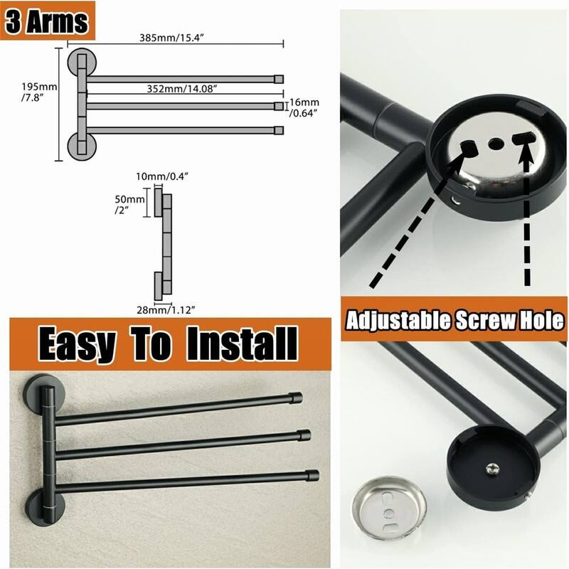 Folding 3 Arms Hand Towel Bars Towel Hanger for Bathroom