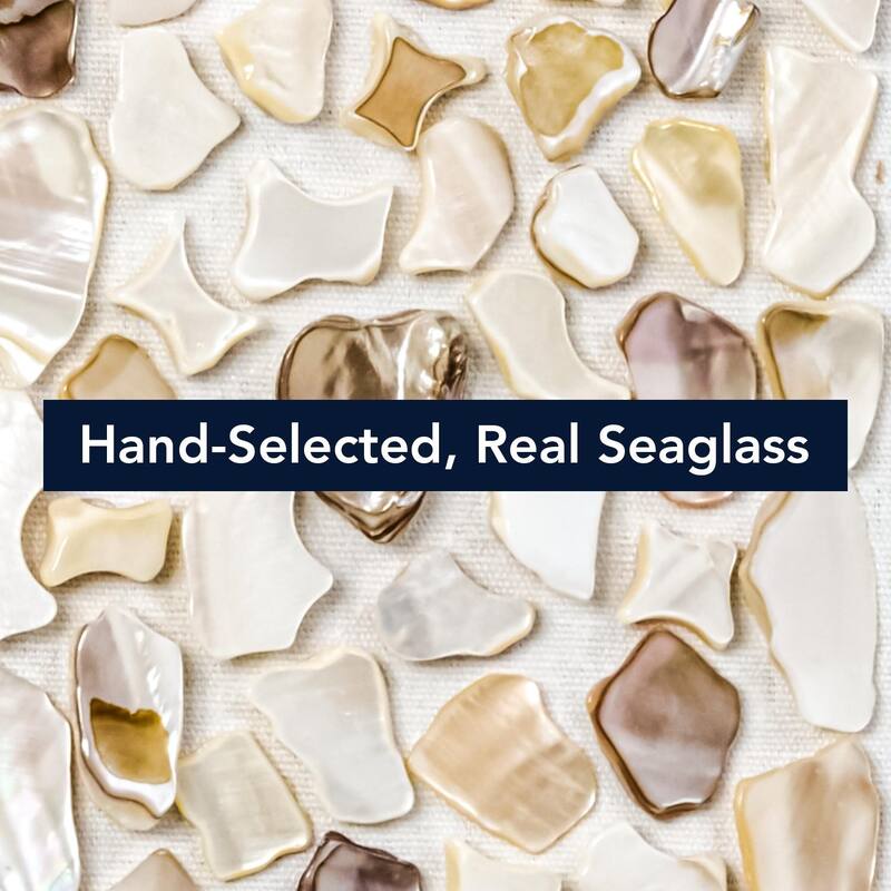 American Art Decor Neutral Seashell Mosaic 3D Textured Wall Art Panel with Champagne Frame, 2 Piece Set - Coastal Beach Decor