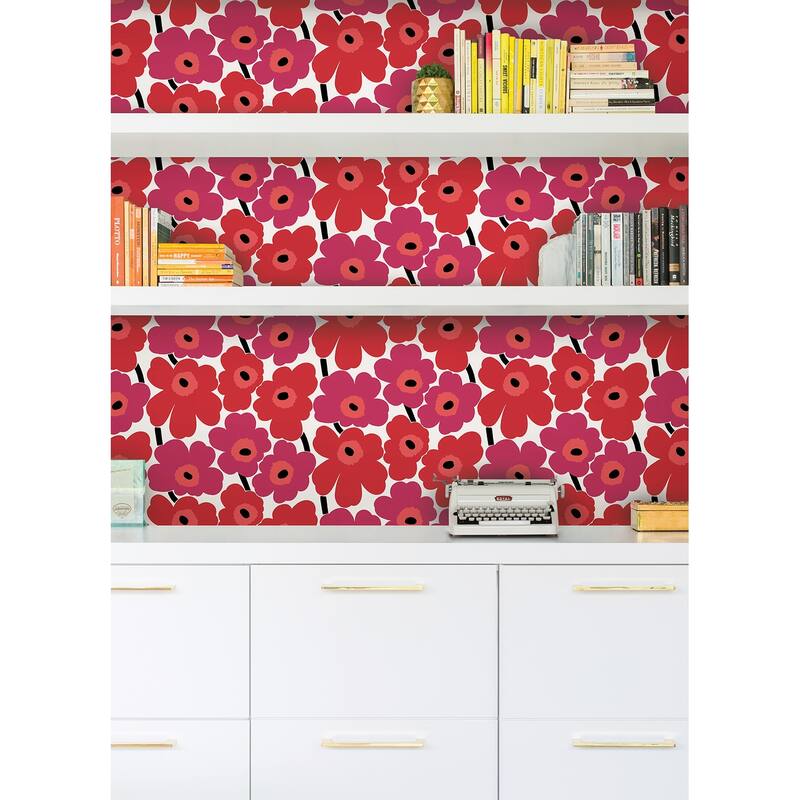 Marimekko Red Pieni Unikko Peel & Stick Wallpaper