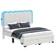 preview thumbnail 6 of 22, Adjustable Headboard Lamb Wool Bed Frame with Drawer and Charging Station & LED Lights