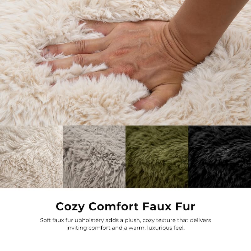 Furniture of America Ylena Modern Faux Fur Foam Modular Compressed Sofa Chair