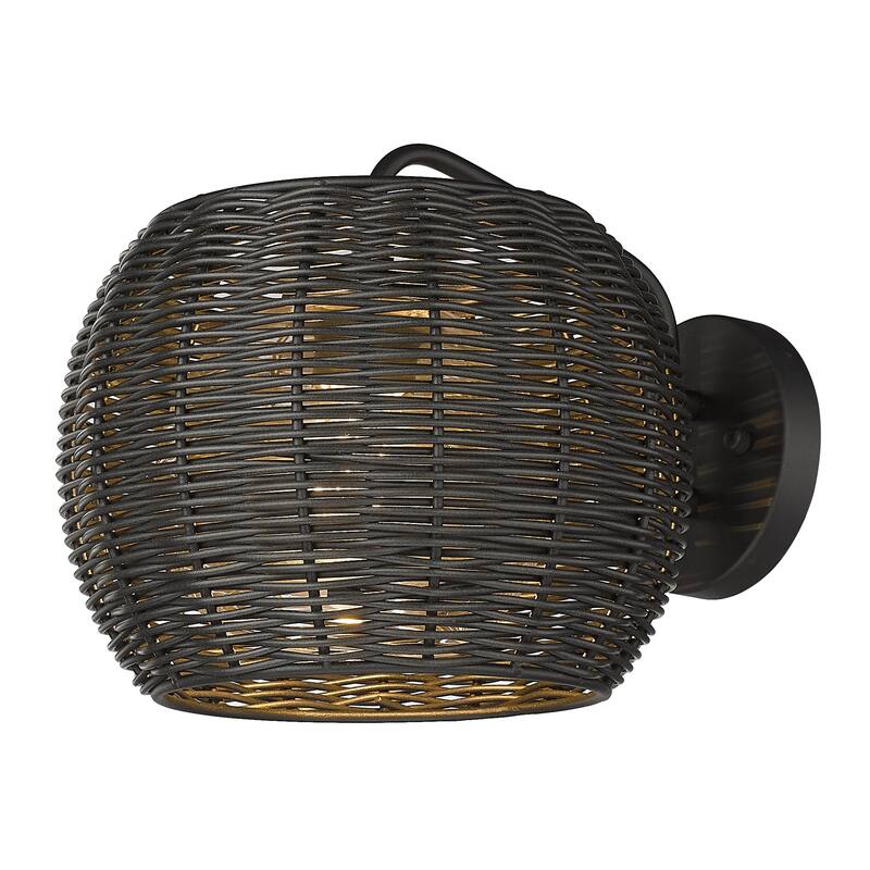 Vail 1 Light Wall Sconce - Outdoor - Natural Black with Black Rattan Wicker