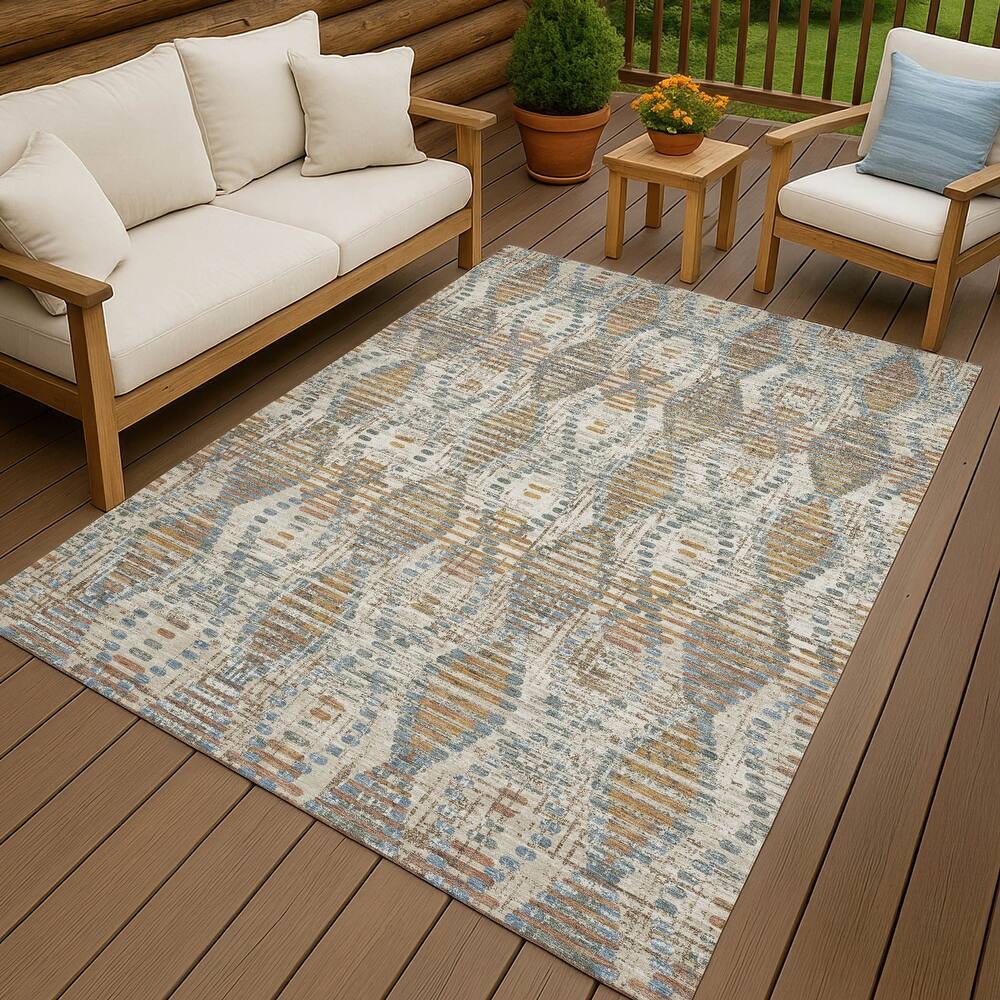 Machine Washable Indoor/ Outdoor Modern Ignacio Chantille Rug