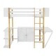 preview thumbnail 7 of 18, White Full Size Solid Wood Loft Bed With Built-in Storage Cabinet and Cubes, Foldable desk