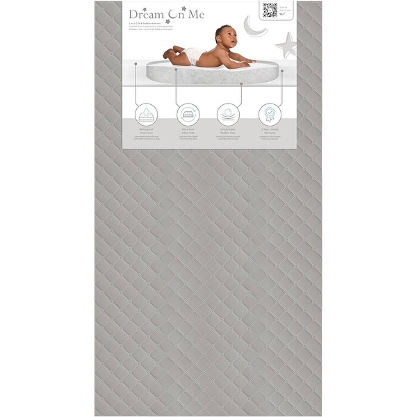 slide 2 of 10, Dream On Me Asheville 4 Inch Firm Fiber Crib And Toddler Mattress Grey
