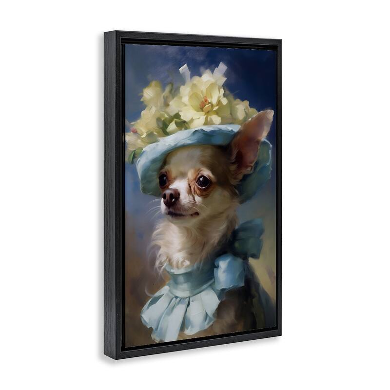 Stupell Dog with Fashionable Hat Framed Floater Canvas Wall Art Design By Wumples
