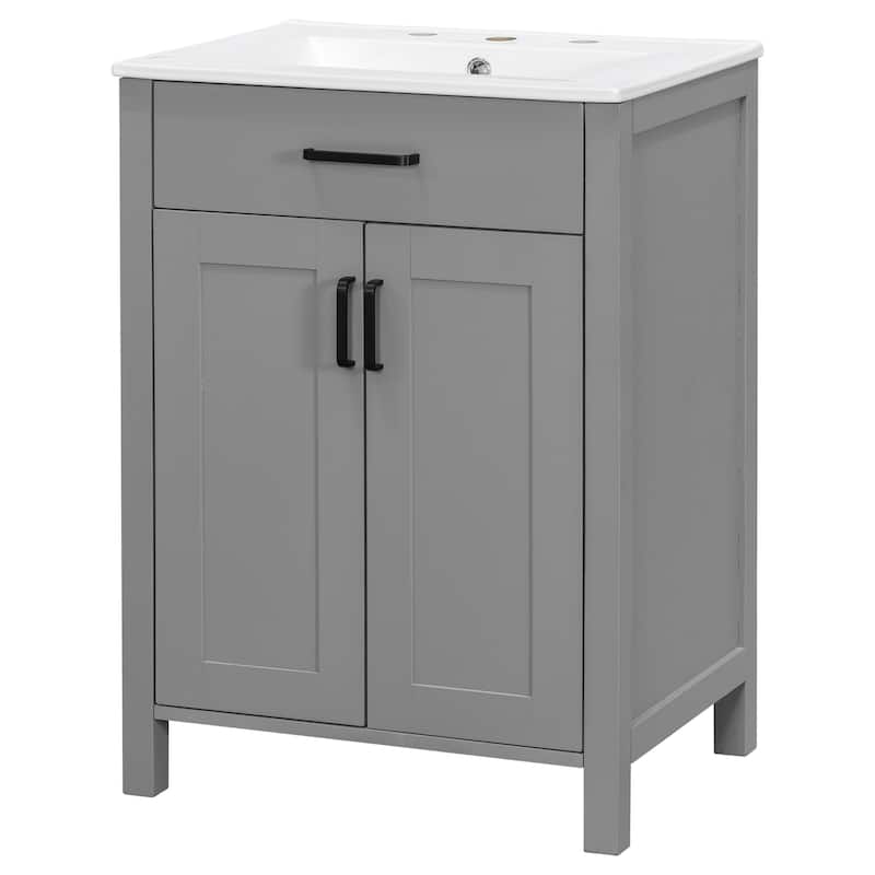 GDFStudio - Nova Wood & Ceramic Bathroom Vanity Cabinet with Single Sink