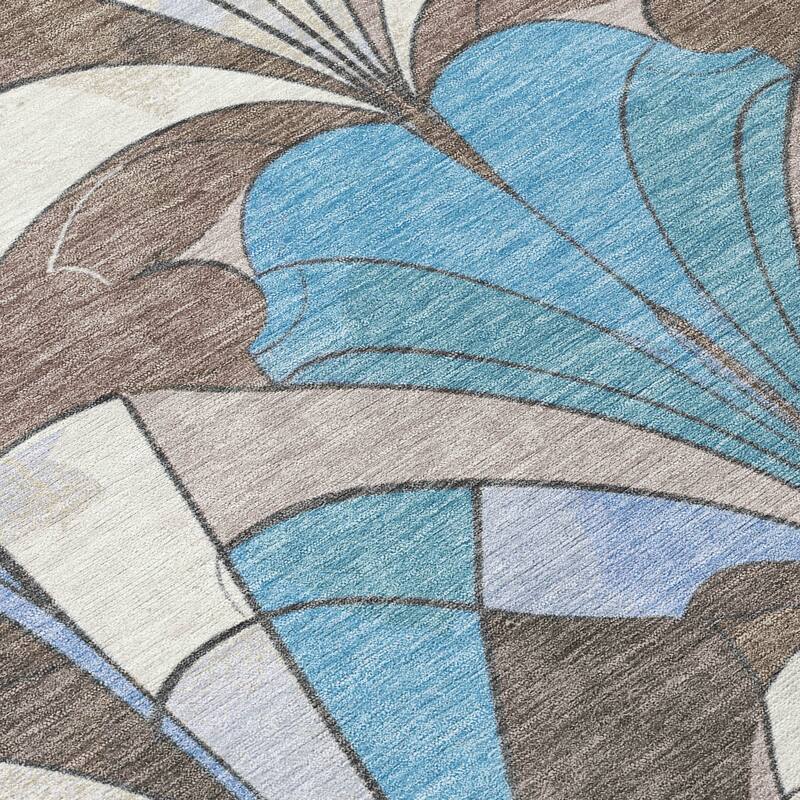 Machine Washable Indoor/Outdoor Modern Mosaic Chantille Rug