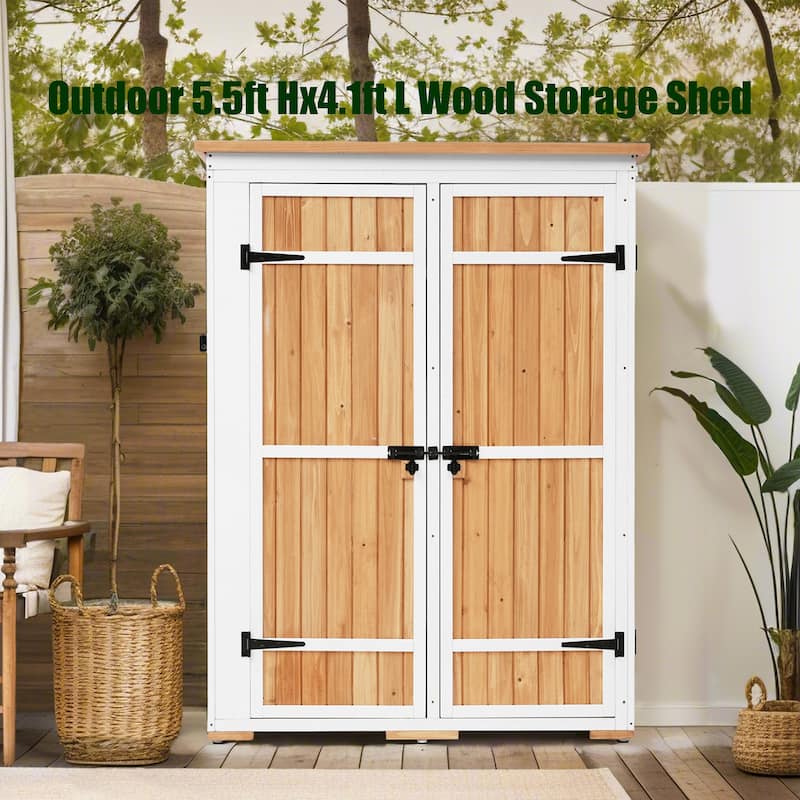 Outdoor 5.5ft Hx4.1ft L Wood Storage Shed