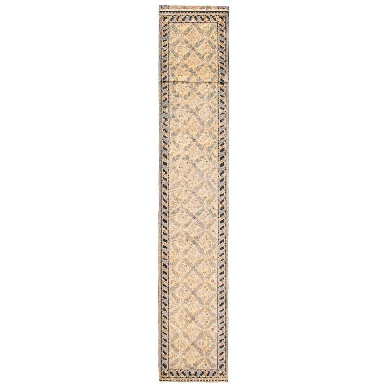 ECARPETGALLERY Hand-knotted Jamshidpour Khaki Wool Rug - 2'5 x 18'9 - Light Khaki - 2'5 x 18'9