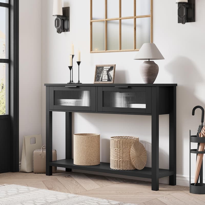 Entryway Table with 2 Glass Drawers