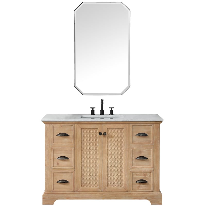 Hervas Bath Vanity with Natural Marble Top and Mirror