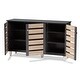 preview thumbnail 3 of 9, Contemporary 3-door Slatted Wood 14-pair Shoe Storage Cabinet