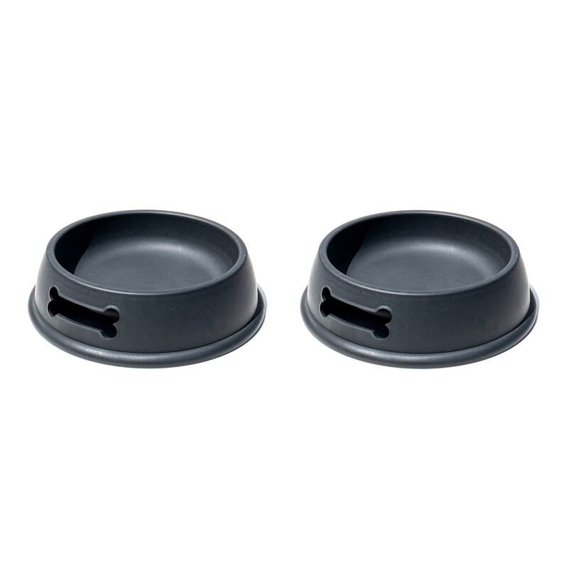 Abode Homewares Bone Handle Melamine Pet Bowl - Medium - 3.5 Cups - Black - Set of 2 - Black