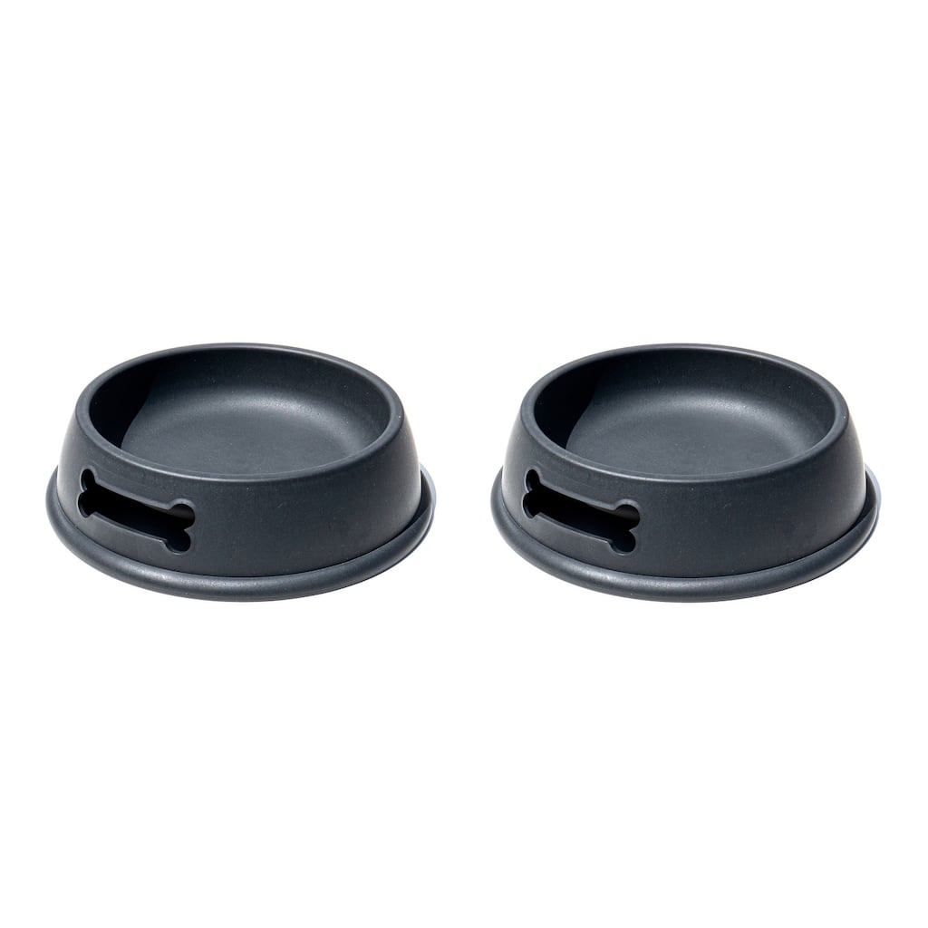 Abode Homewares Bone Handle Melamine Pet Bowl - Medium - 3.5 Cups - Black - Set of 2
