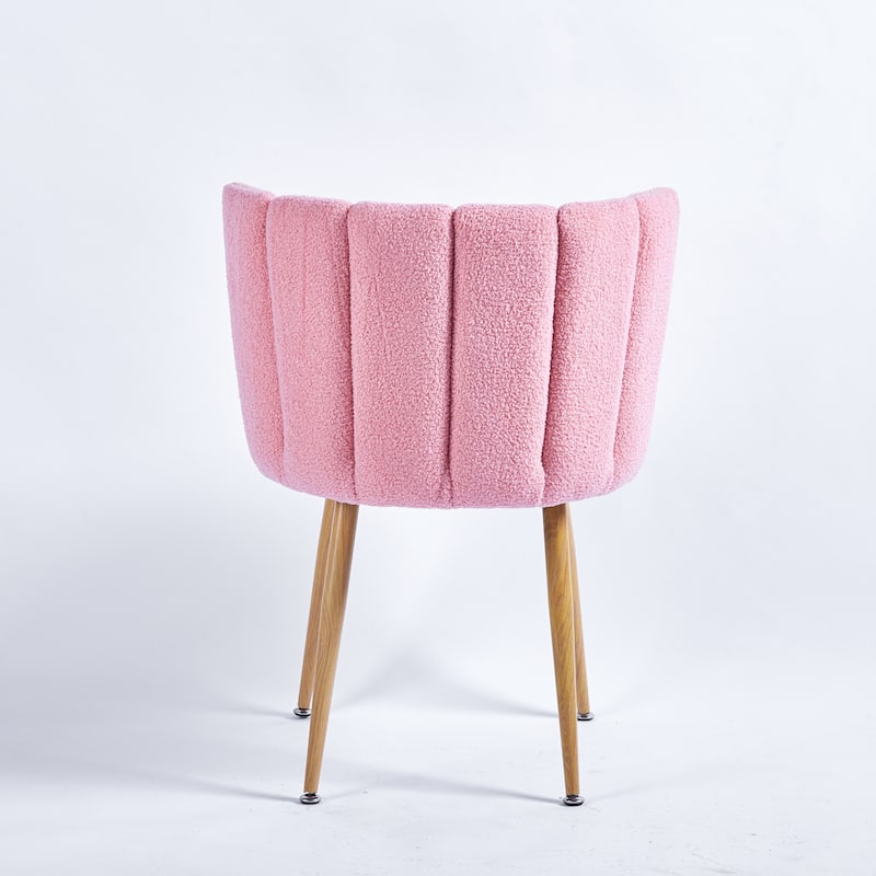 Light Pink Modern 23.62" Accent Chairs with Iron Tube Legs and Comfortable Backrest (Set of 2)