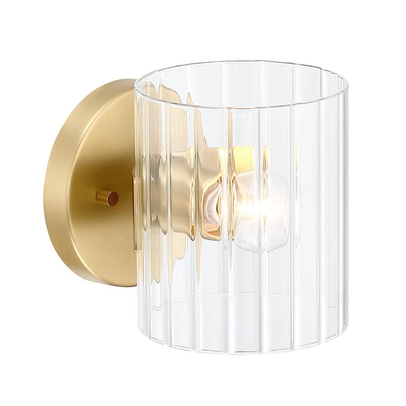 Aries 6 in. 1-Light Brushed Gold Transitional Wall Sconce Light