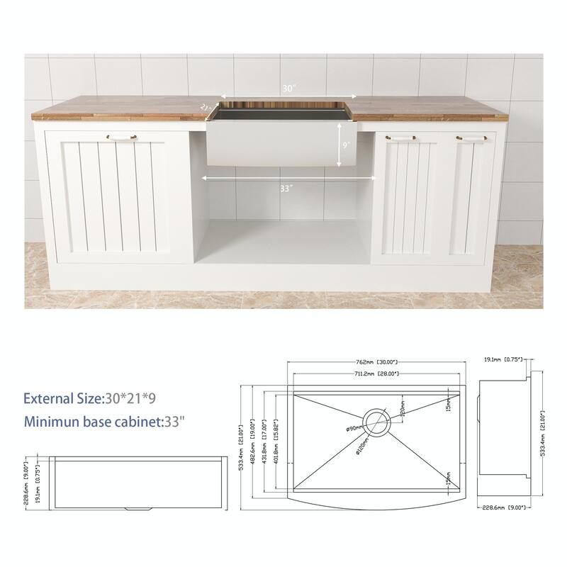 Farmhouse 18-Gauge Stainless Steel Apron Front Kitchen Sink