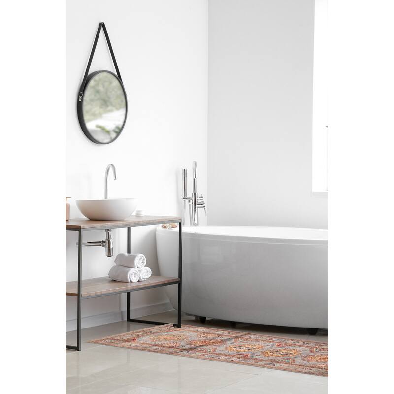 ECARPETGALLERY Hand-knotted Modern Ersari Light Grey Wool Rug - 2'9 x 8'0