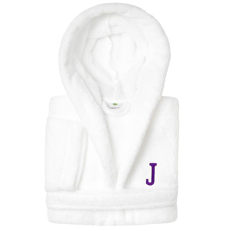 Sweet Kids 100% Polyester SUPER PLUSH Double Brushed Hooded Bathrobe with Purple Bookman Monogram - Large - J