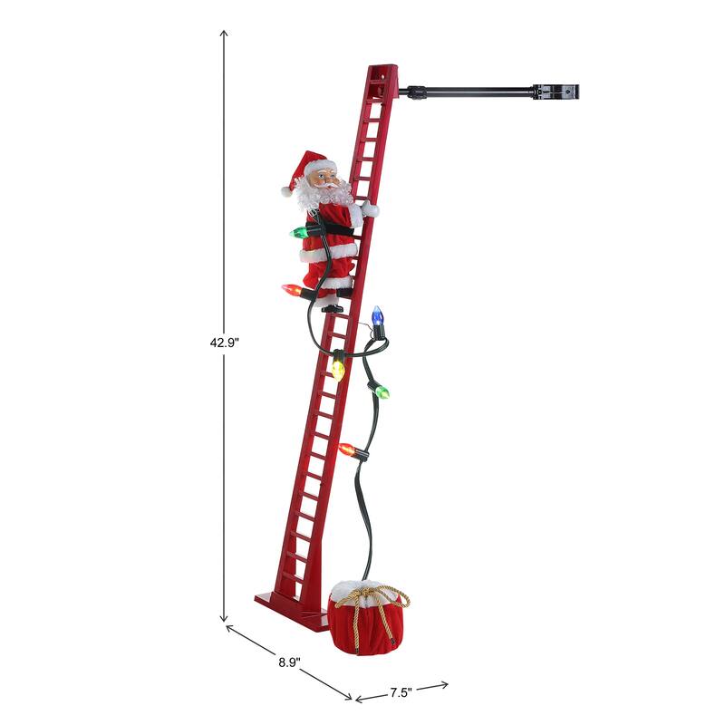 43" Animated Super Climbing Sculpted White Santa