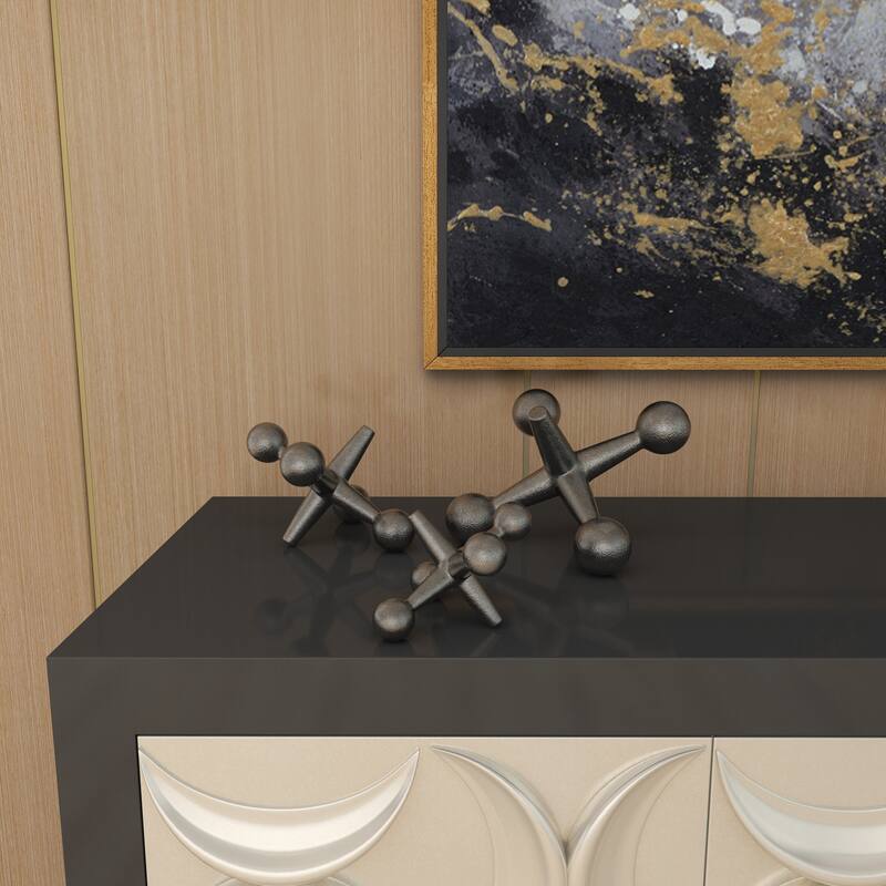 Gray Metal Jack Decorative Sculpture (Set of 3)