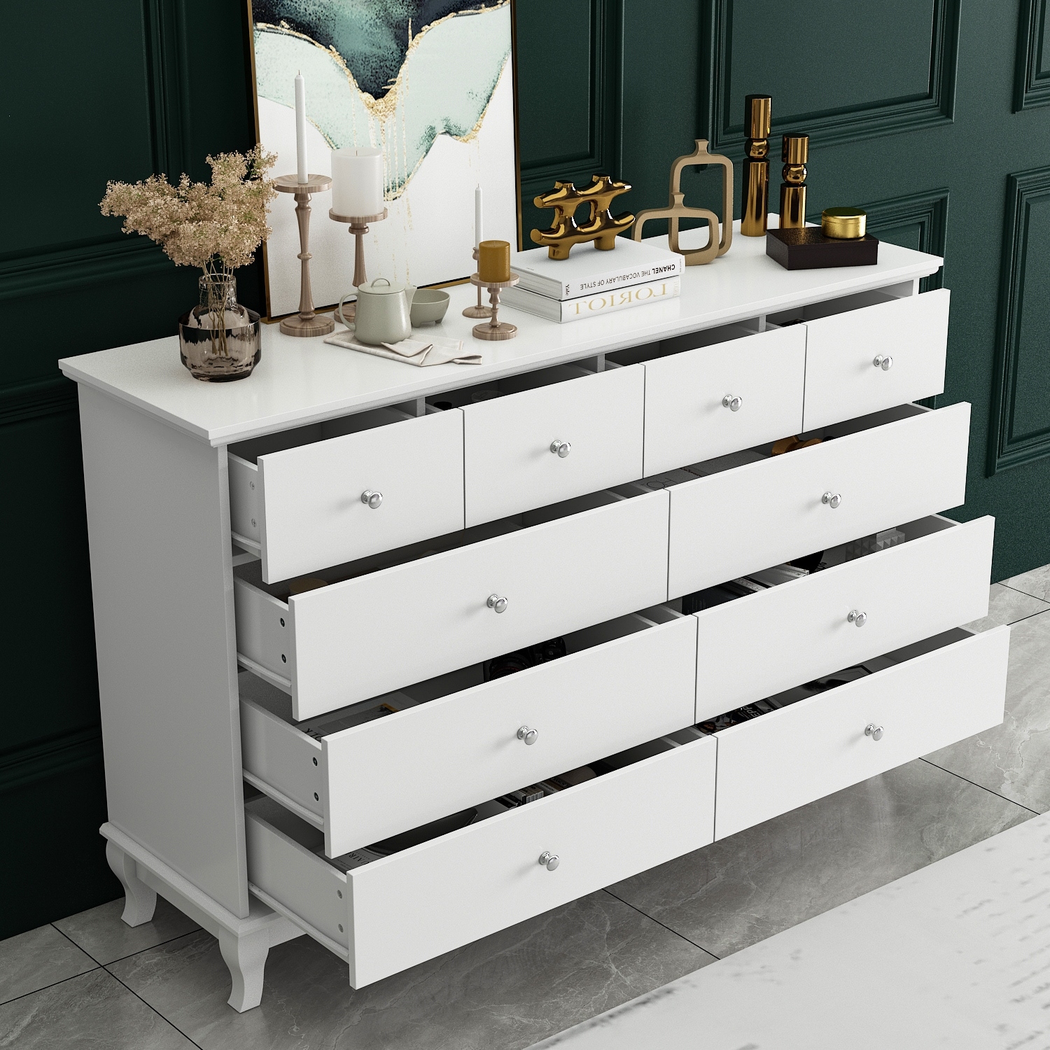 Timechee Lacquer Dresser Long Dresser for Bedroom Chest of Drawers -  Overstock - 36239376