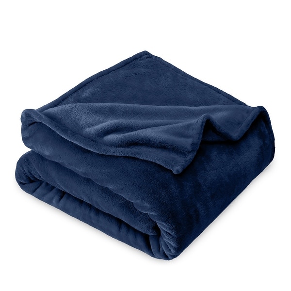 Bare Home Microplush Fleece Blanket - Ultra-Soft - Cozy Fuzzy Warm - King - Dark Blue