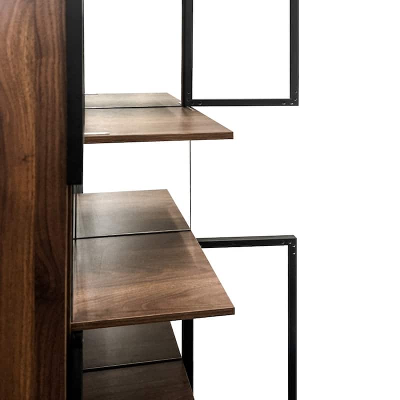 70.28"H Wooden Multifunctional Pull-out Display Cabinet with Storage and Lights, Glass Doors