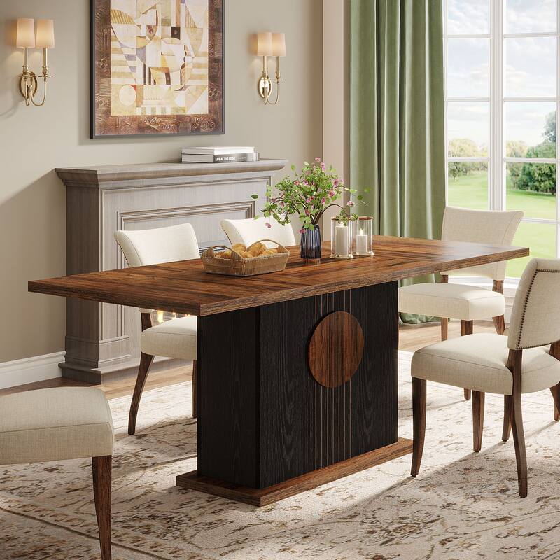 Wood Dinner Table, Kitchen Dining/Living Room Accent Dinner Table Gathering Table