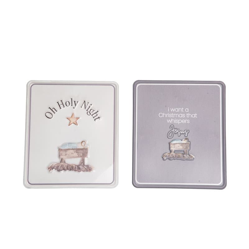 Transpac Metal Holy Night Embossed Tin Sign Décor Set of 2 Christmas Home Decorations