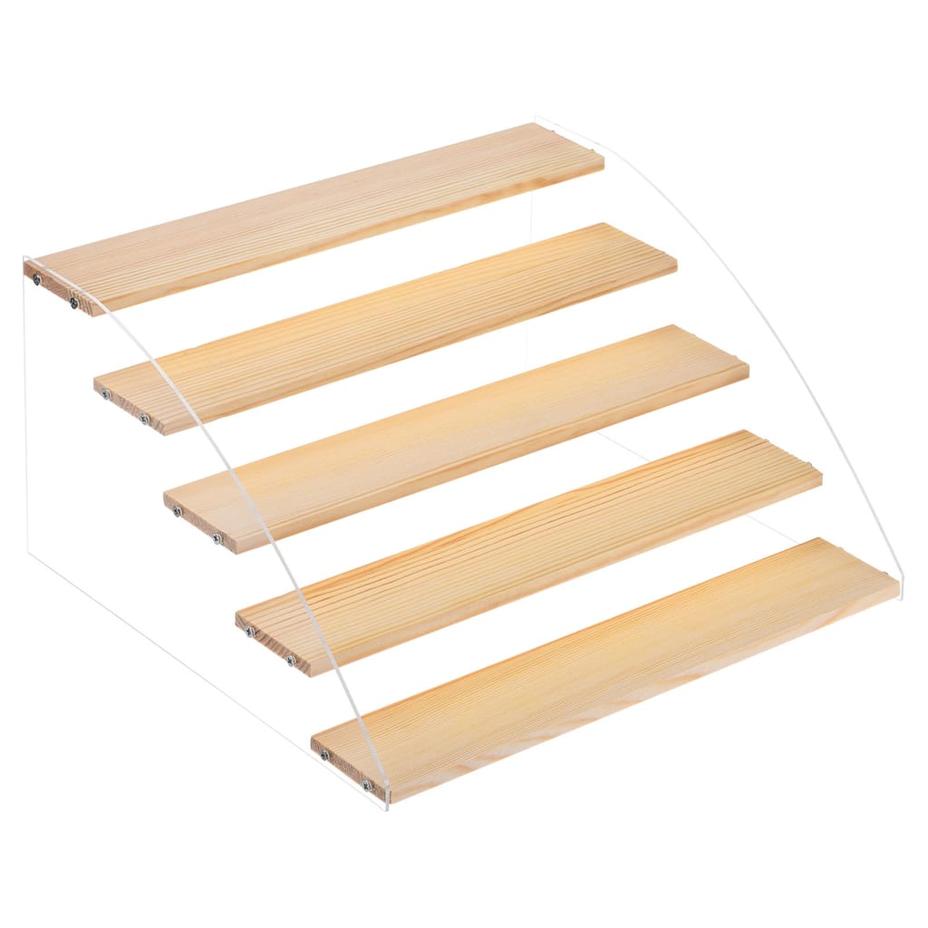 Wood Display Stand Tiered Wooden Cupcake Stand 5 Tier Acrylic Display Stand - Brown