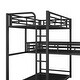 preview thumbnail 10 of 10, Functional L-shaped Metal Triple Twin Size Bunk Kids Bed with Integrated Ladder and Full-length Guardrails