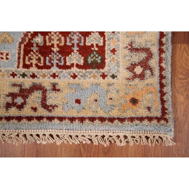 Light Blue Khotan Indian Runner Rug Handmade Wool Carpet - 2'7"x 11'11"