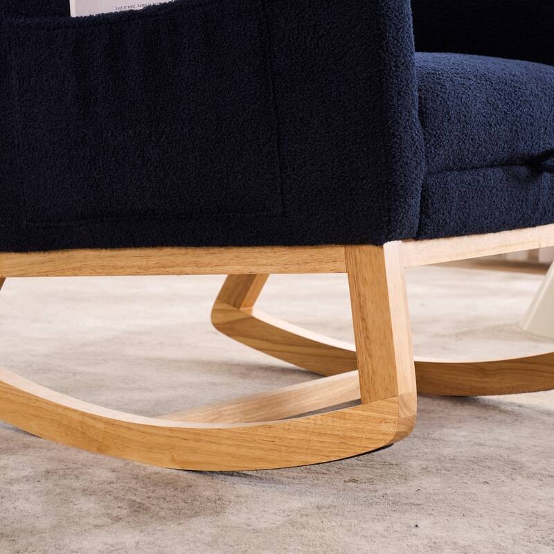 Rocking Recliner Chair with Thick Cushions & Adjustable Footrest, Accent Table Lounge Chair with Hidden Storage Pocket